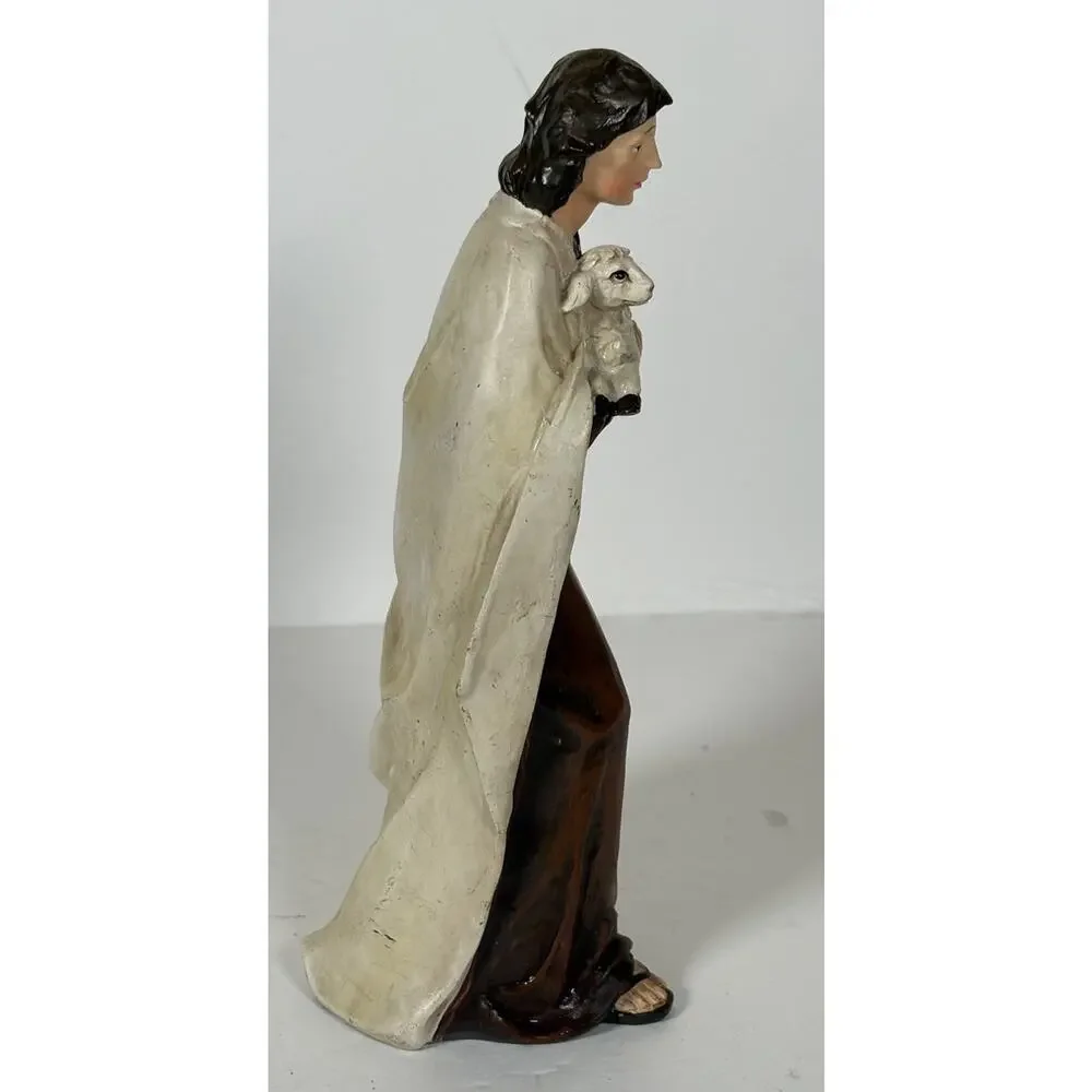 Shepherd holding Lamb Figurine Nativity Manager Religious Christmas Decor 9.5H